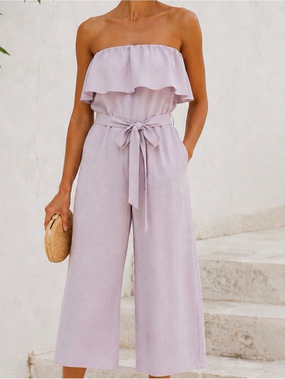 Aritzia Babaton Lavender strapless jumpsuit